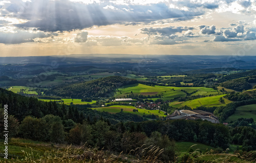 Beautiful landscape at sunset in fulda hesse germany