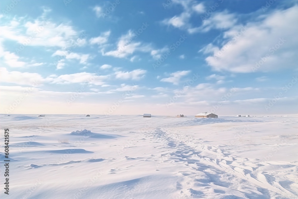 snow and land on a hill not covered with snowflakes