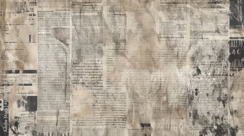 An antique newspaper with a collage of newspaper clippings. Generative ai
