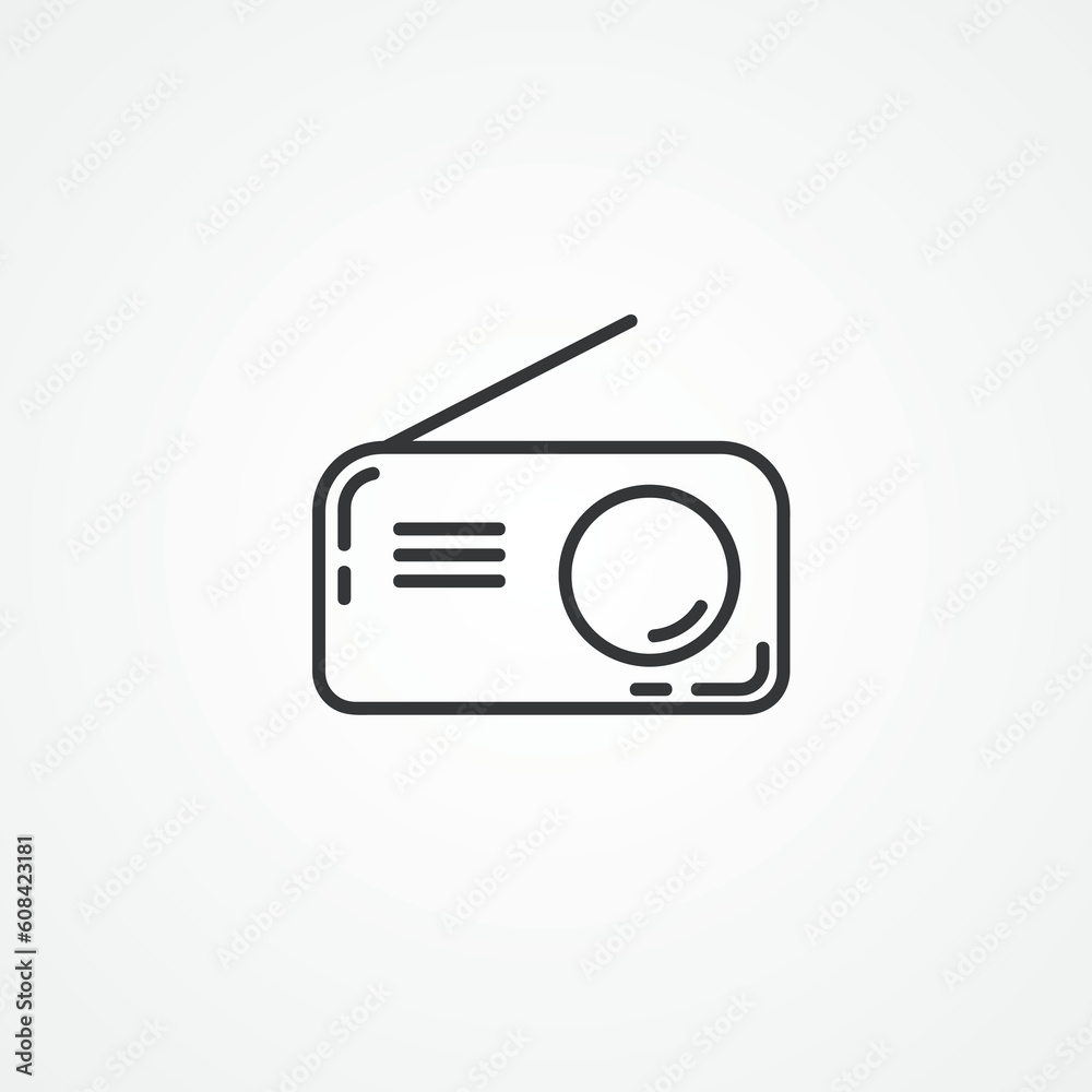 Radio line icon. Radio outline icon. Radio line icon. Radio outline icon.
