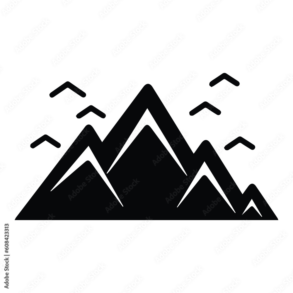 Mountains Flat Icon Isolated On White Background Mountains Flat Icon Isolated On White Background