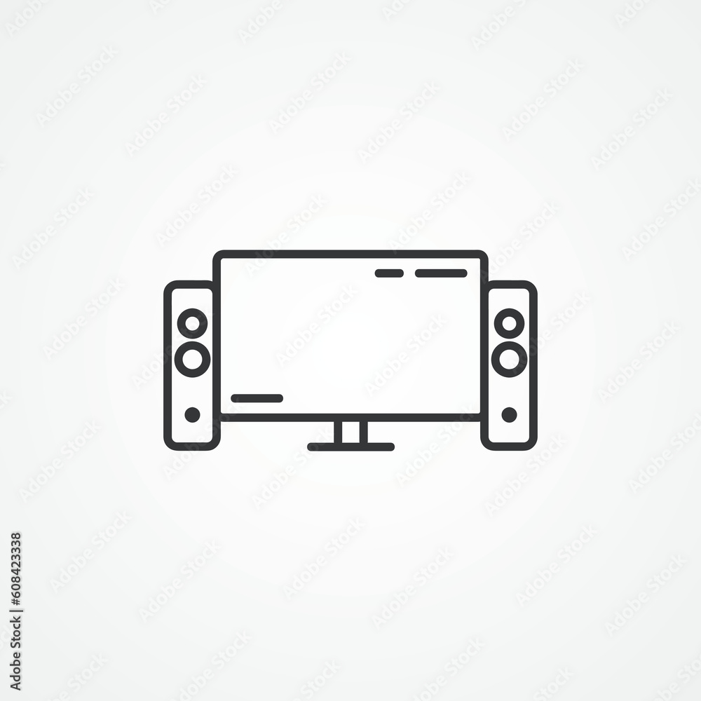 Tv line icon. home theater outline icon.