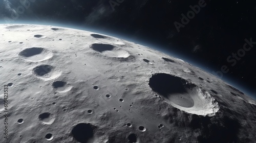 The detailed surface of the moon in high resolution. Generative ai