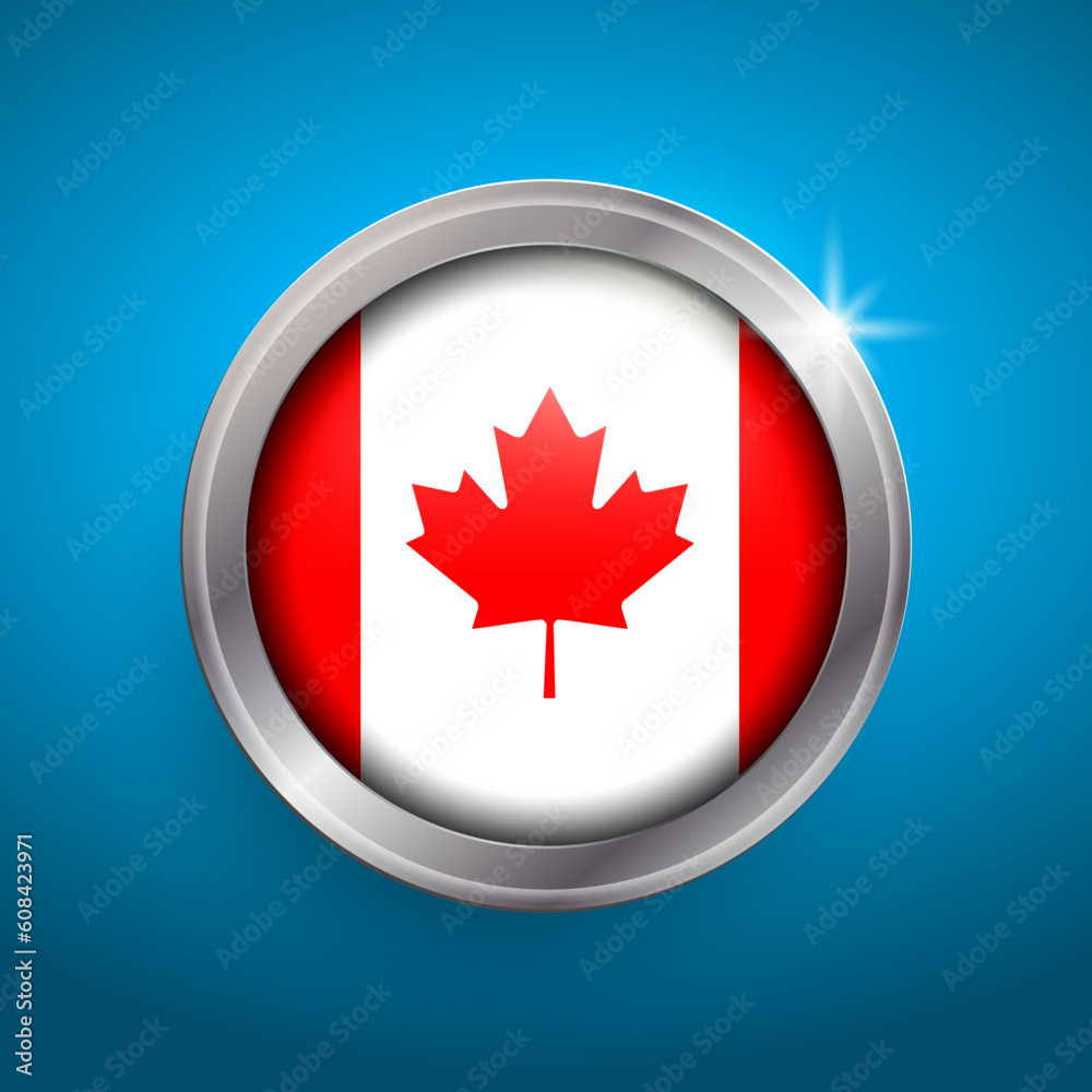 Canada flag vector button. Isolated object on blue background. Canada flag vector button. Isolated object on blue background.