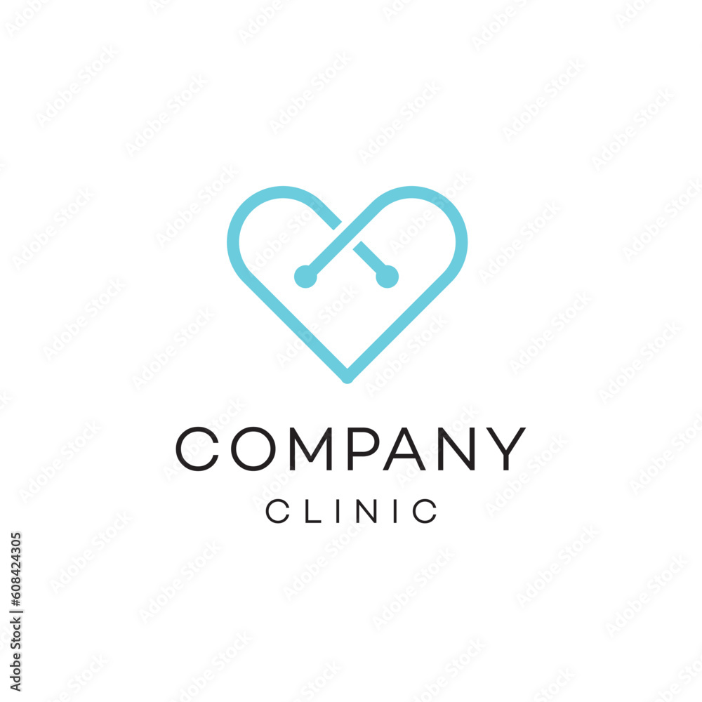 Heart medical link health doctor logo design vector template 