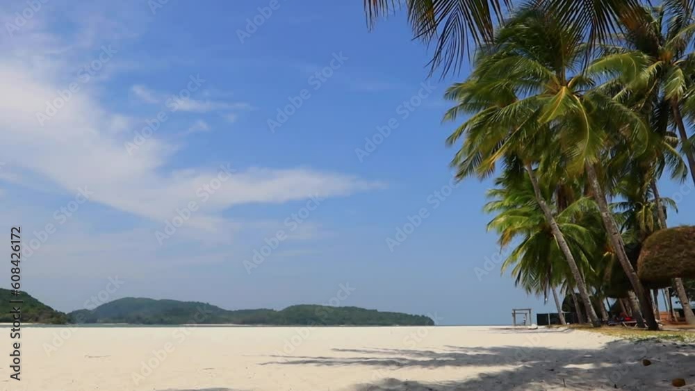Paradise empty white sandy beach with palm trees in Langkawi Malaysia Paradise empty white sandy beach with palm trees in Langkawi Malaysia