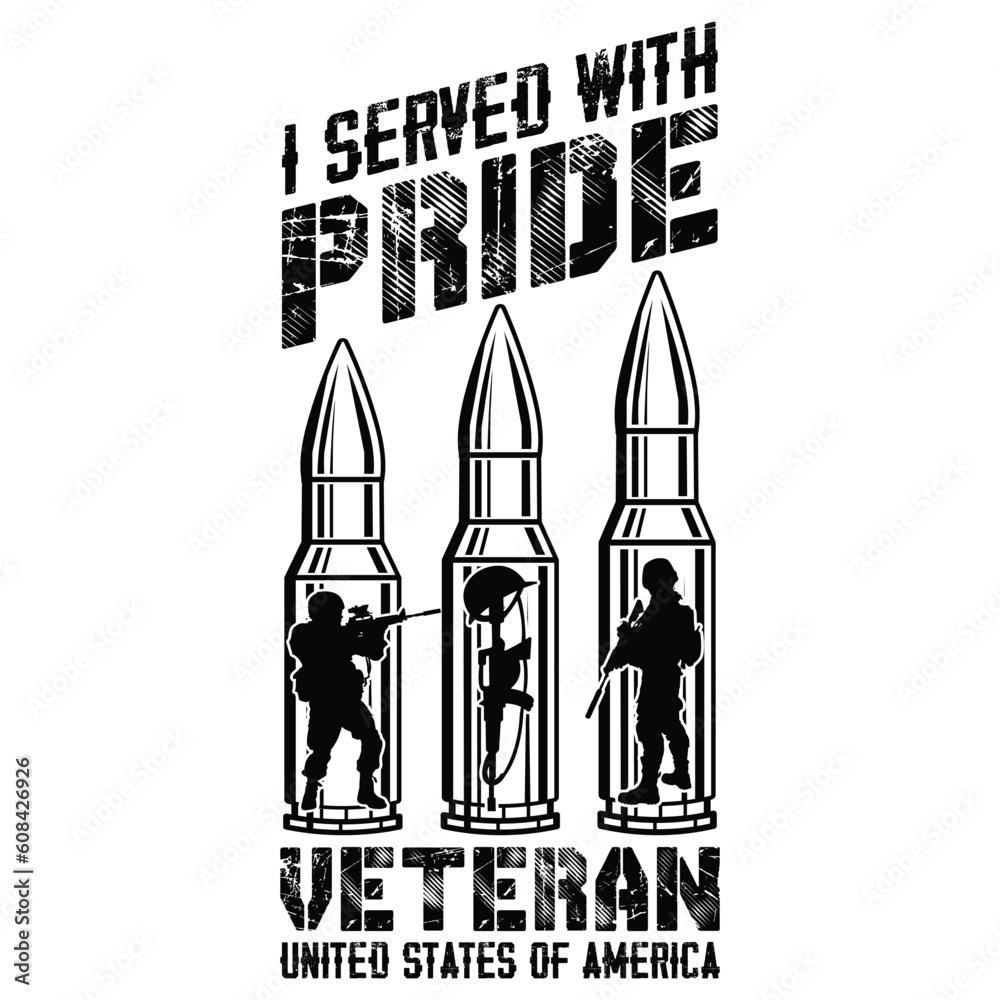 I SERVED WITH PRIDE VETERAN UNITED STATES OF AMERICA  GIFT VETERAN DAY T-SHIRT DESIGN