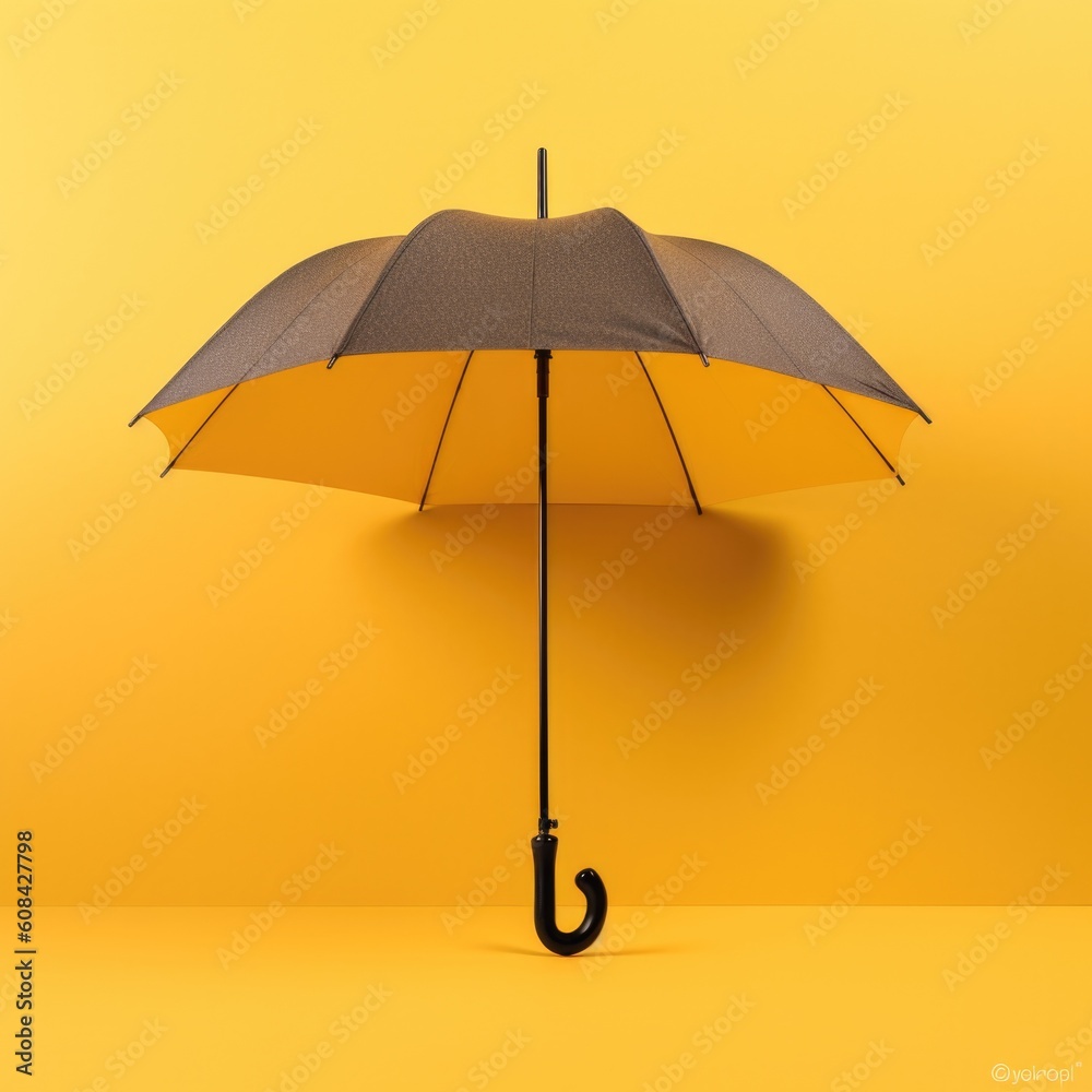 concept photo, yellow Umbrella on yellow background. Generative AI