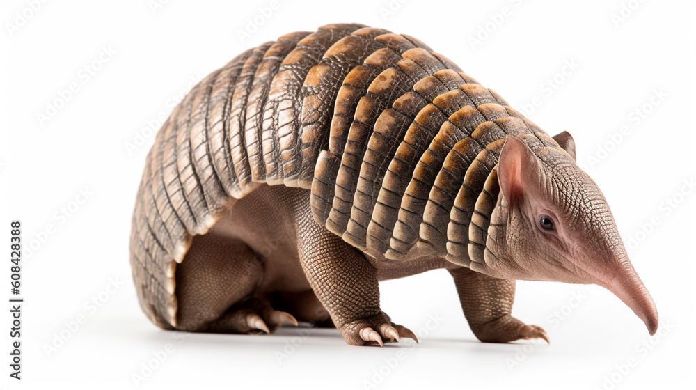 an armadillo-like animal isolated on a white background, generated by AI an armadillo-like animal isolated on a white background, generated by AI