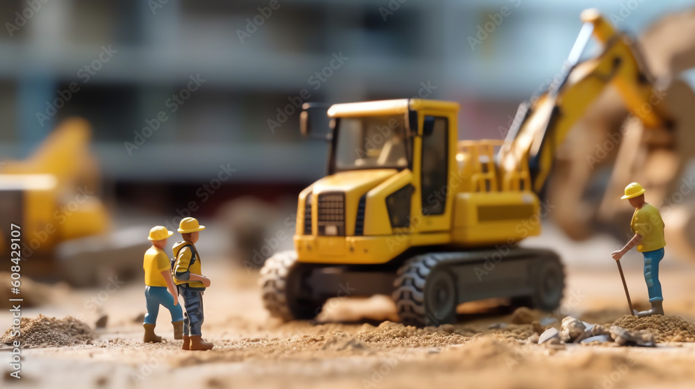 a miniature workers working on contruction a miniature workers working on contruction