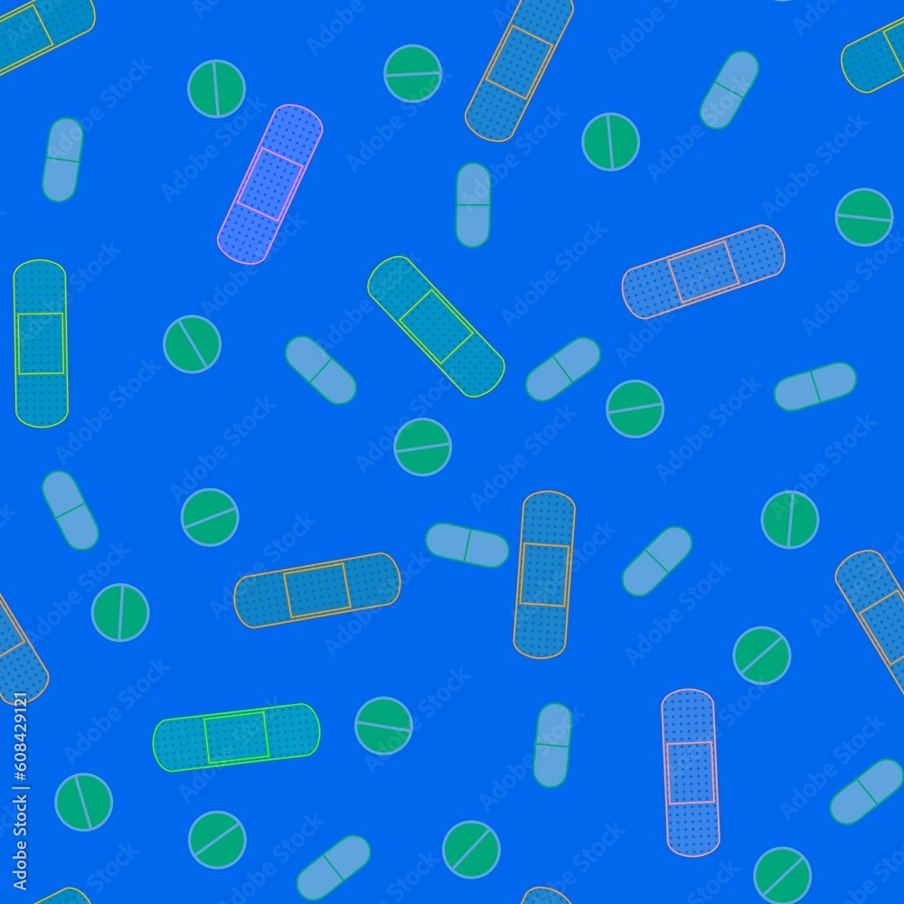 Cartoon medicine seamless pills pattern for wrapping paper and linens and fabrics and packaging and shops Cartoon medicine seamless pills pattern for wrapping paper and linens and fabrics and packaging and shops