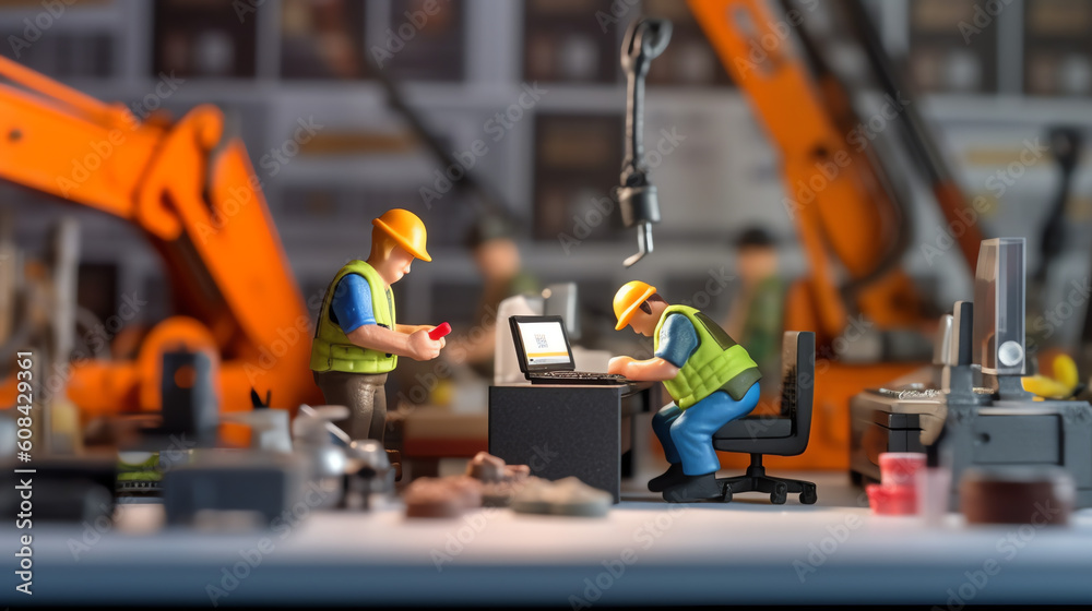 Fototapeta premium a miniature workers working on office