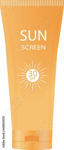 Sunscreen Cream in tube . Vector illustration isolated on white background