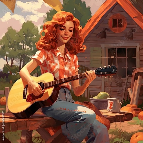 Country style illustration - made with Generative AI tools