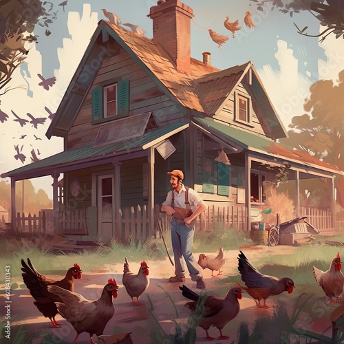 Country style illustration - made with Generative AI tools