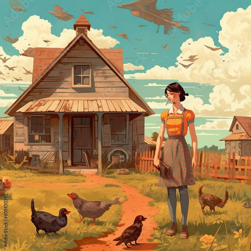 Country style illustration - made with Generative AI tools