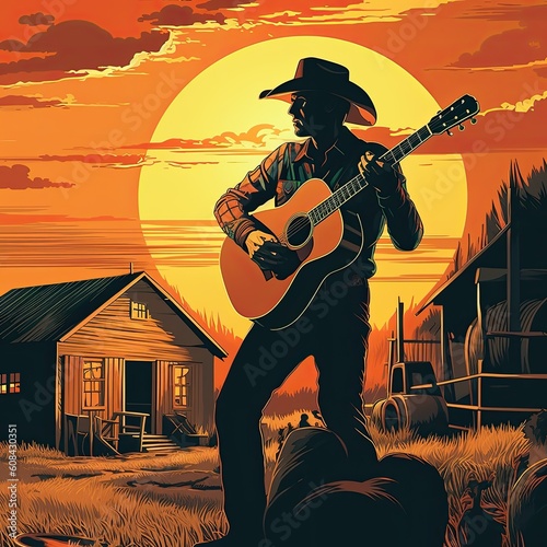 Country music illustration - made with Generative AI tools