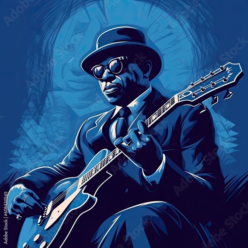 Blues illustration - made with Generative AI tools