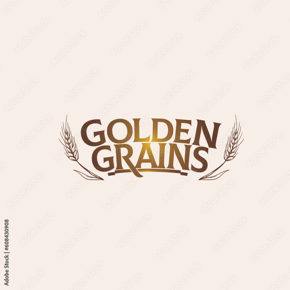 Golden Grains logo design vector template 
