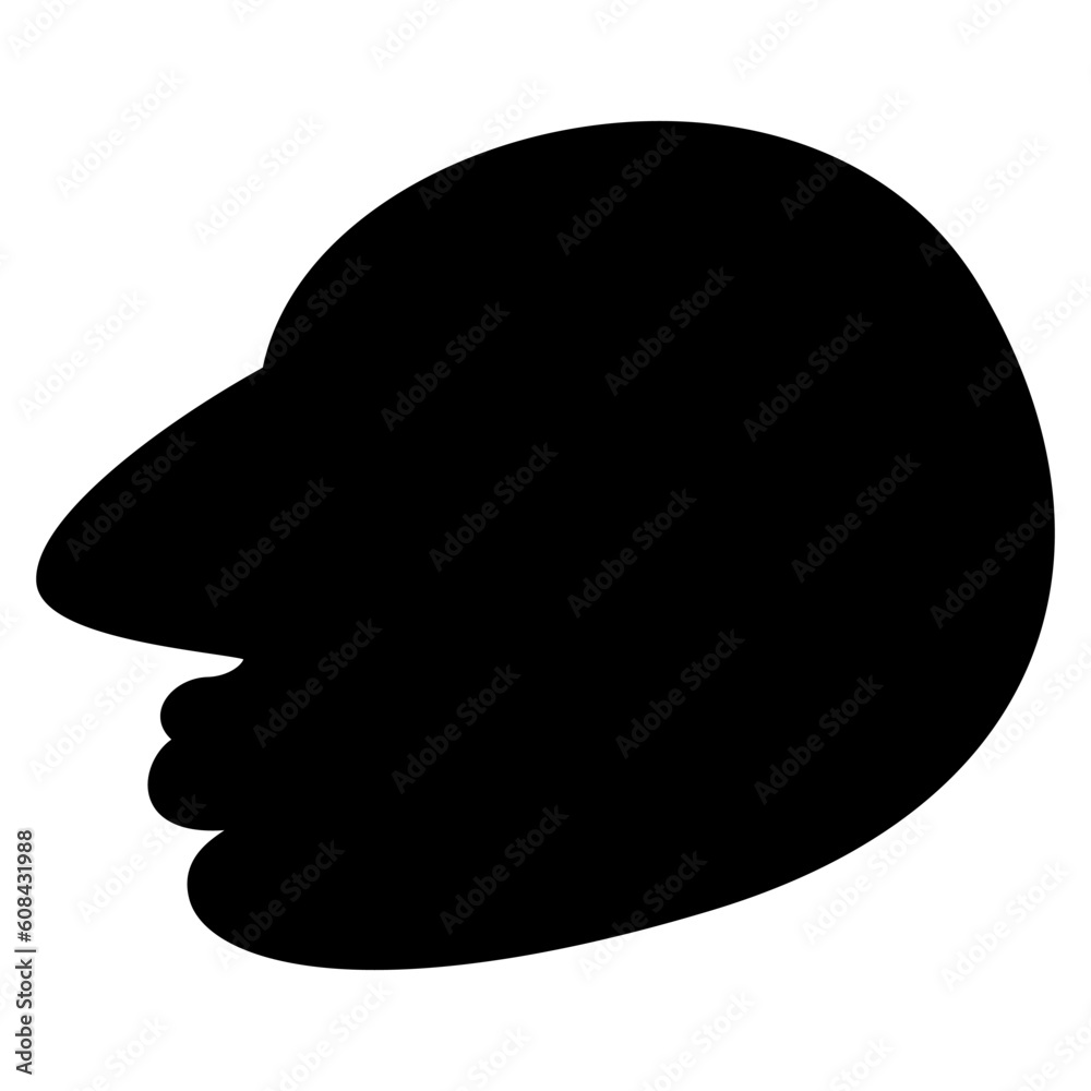 Head of a bald Hittite man in profile. Ancient Mesopotamian ethnic design from Anatolia. Black silhouette on white background. Head of a bald Hittite man in profile. Ancient Mesopotamian ethnic design from Anatolia. Black silhouette on white background.