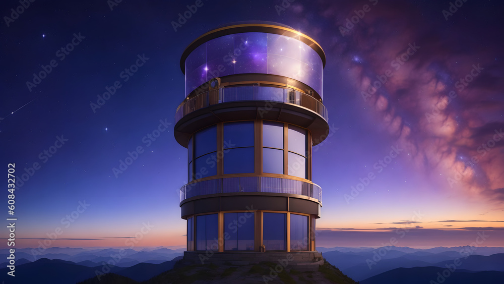 Wieża obserwacyjna do gwiazd. Generative AI - obrazy, fototapety, plakaty 