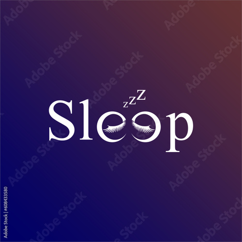 Sleep typography logo design vector template 
