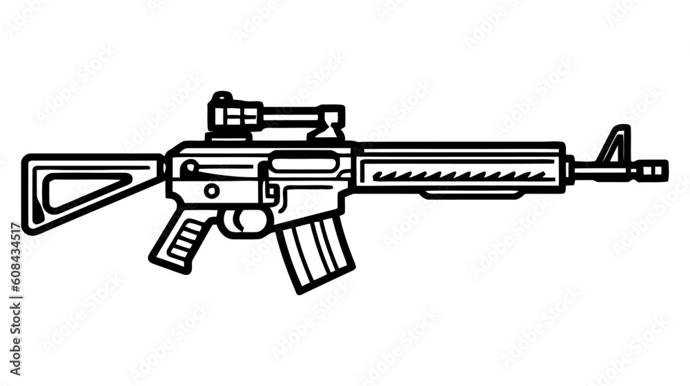 Assault rifle vector isolated on white background - Assault rifle weapon.