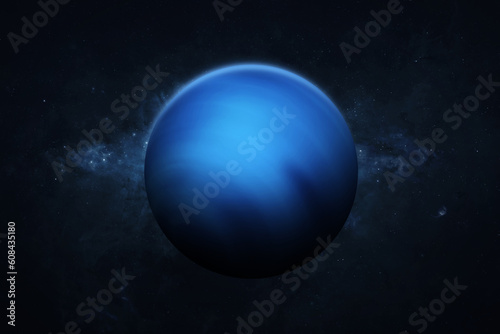 Neptune, galaxy and stars. View of Neptune - planet gas-giant of the solar system. This image elements furnished by NASA.