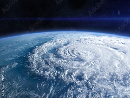 Fototapeta Naklejka Na Ścianę i Meble -  Planet Earth in the space. Hurricane seen from the space over planet Earth. Elements of this image furnished by NASA.