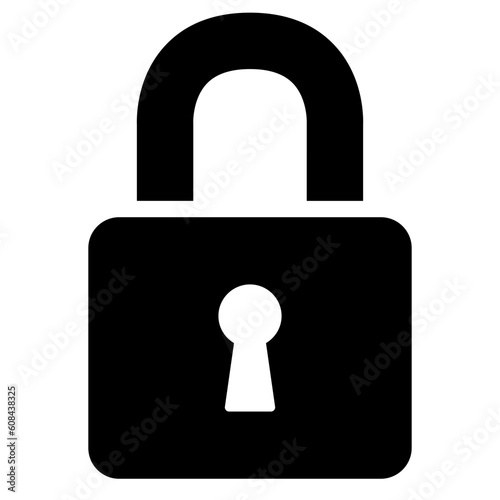Black single locked icon, simple safe blocked chain keeper flat design vector pictogram vector for app ads logotype web website button ui ux interface elements isolated on white background