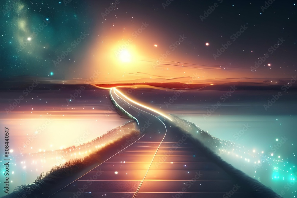 Obraz premium Way to the lights 8k - generative ai