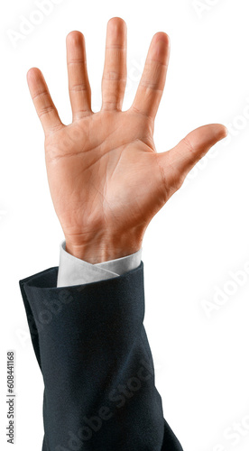 Businessman Raising Hand