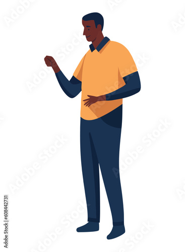 afro american man standing, symbolizing success