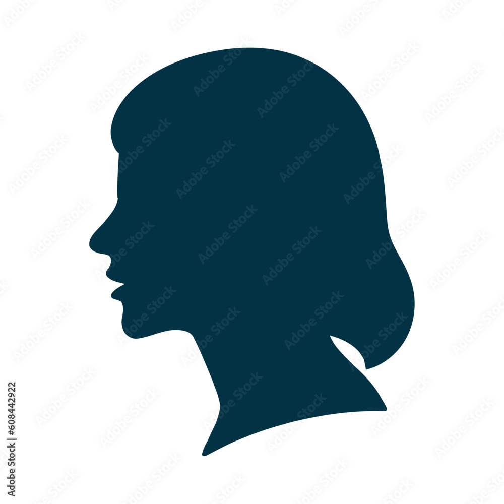Modern silhouette icon of a woman profile view