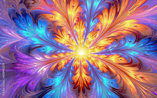 Psychedelic Abstract Background. Generated by Midjourney AI (Vers 5.1)