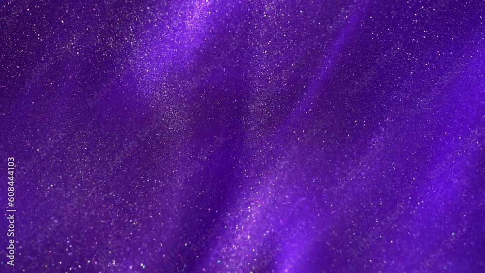 Sparkling Fluid Dynamics. The Dazzling Effect of White Dust Particles in Purple Liquid Motion. Glittering Particles in Purple Fluid. Sparkling Fluid Dynamics. The Dazzling Effect of White Dust Particles in Purple Liquid Motion. Glittering Particles in Purple Fluid.