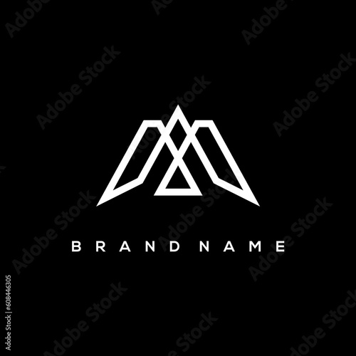 Line art initial M eagle logo vector