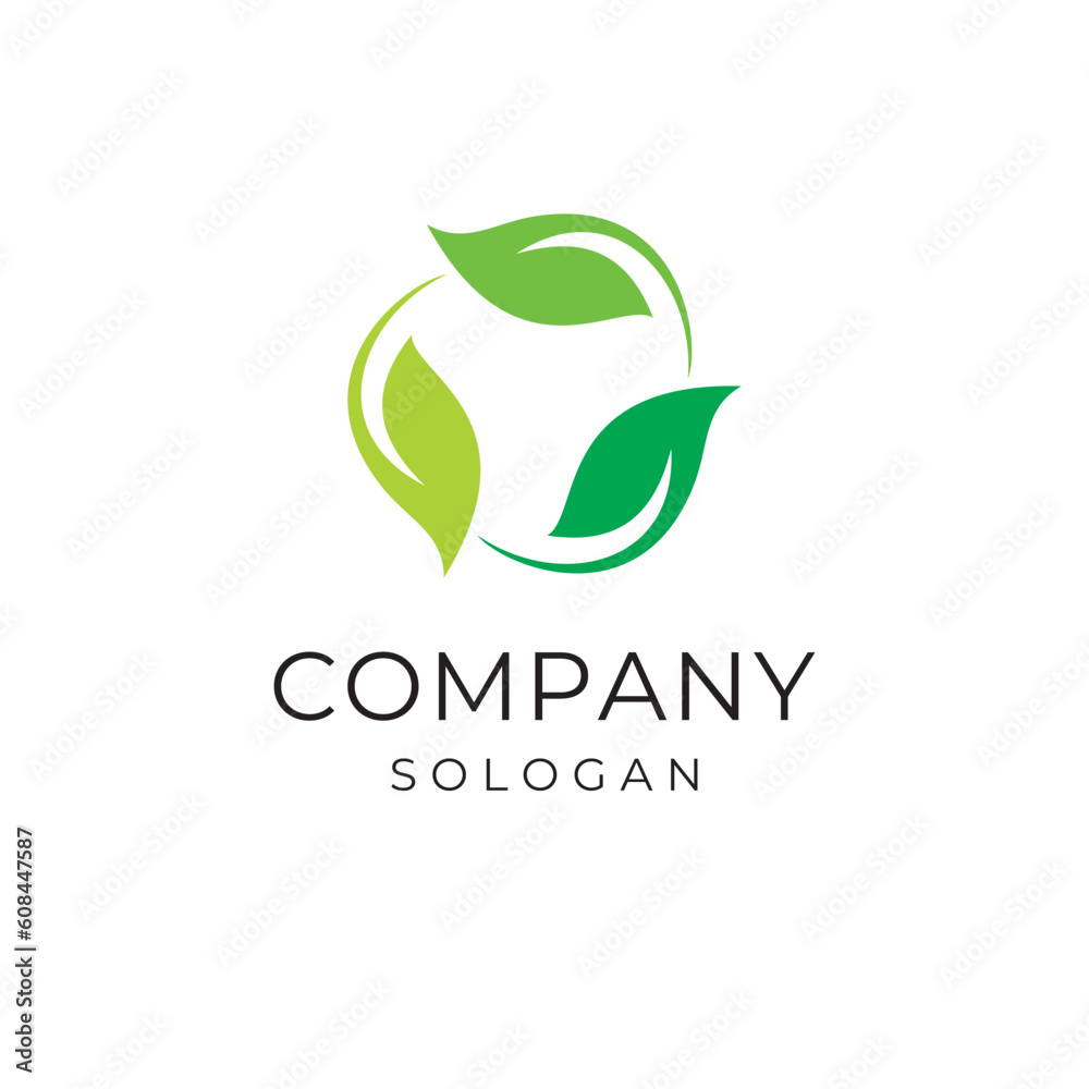 Leaf nature organic green logo design vector template editable royalty ...