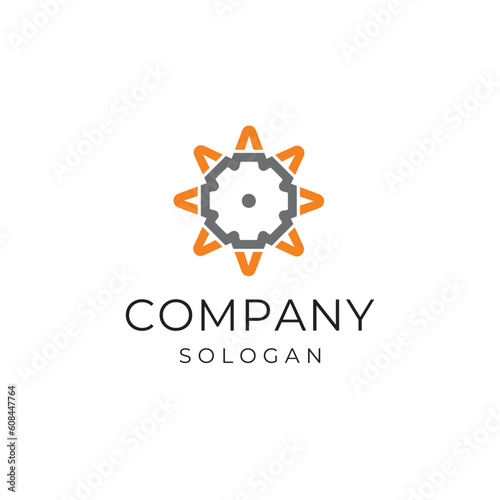 Floral sun digital technology  logo design vector template editable royalty free image download  