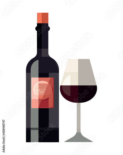 Illustration of a wine bottle and drink