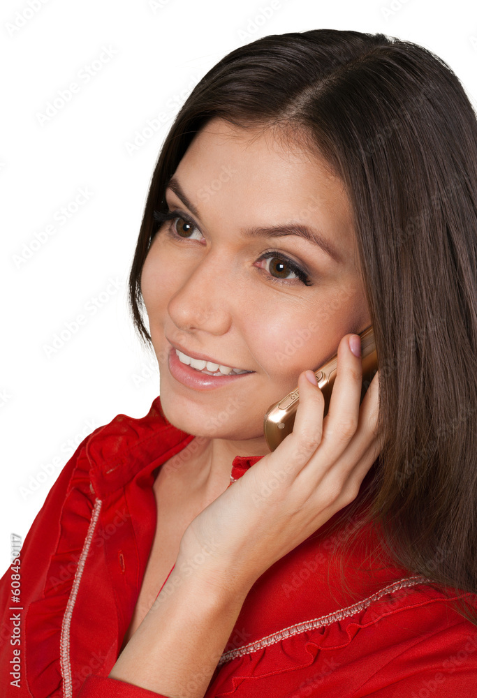 Attractive Woman Talking on The Phone - Isolated Attractive Woman Talking on The Phone - Isolated