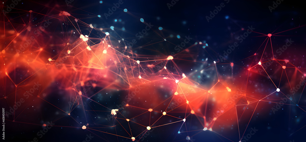 Colorful futuristic abstract network lines dark background