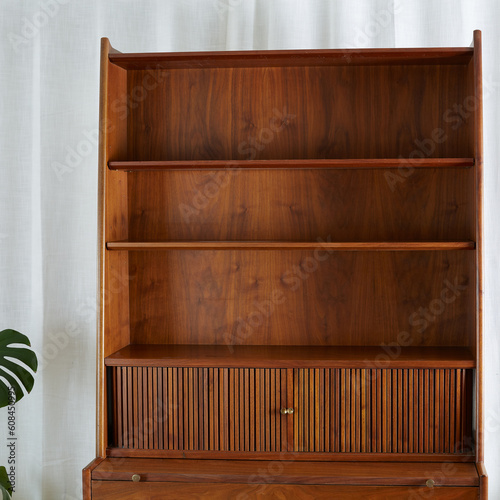 Fényképezés Vintage walnut secretary desk with bookcase