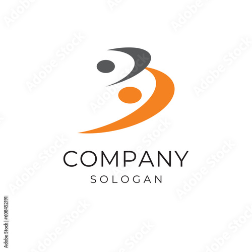 Abstract B letter people logo design vector template editable royalty free image download  