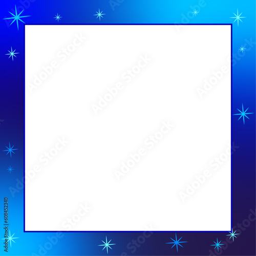 blue Christmas background and frame border with snowflakes