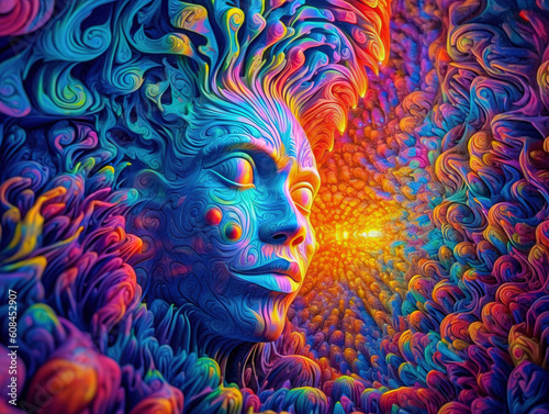 Expanded Consciousness. Abstract Psychedelic Art. Generated by Midjourney AI (Vers 5.1)