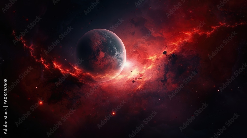 sun and planet red galaxy wallpaper