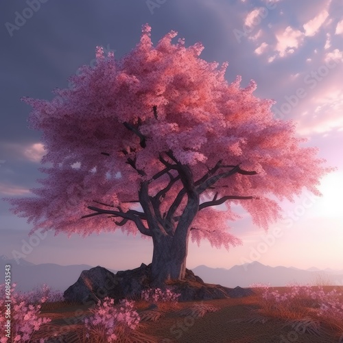 tree in the sunset sakura cherry tree