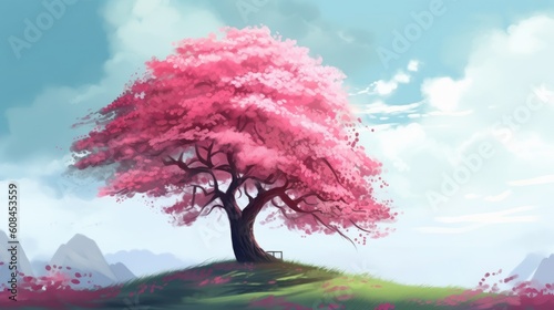 landscape with trees and clouds background wallpaper sakura cherry tree