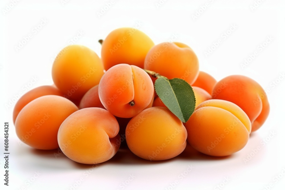 Appetizing tasty apricots. The concept of proper nutrition and vitamins in the crop. AI generated, human enhanced.